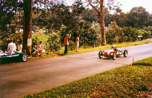 Finish line of motor racing event, Gap Hill Climb, Singapore Motor Club, Singapore, south east Asia