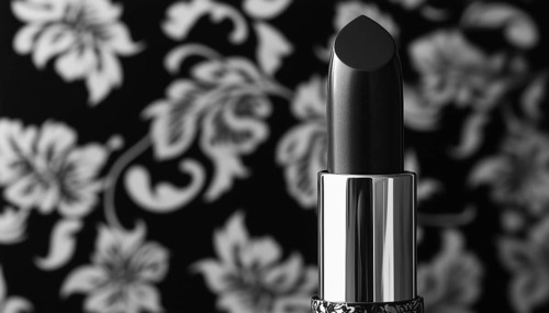 Black And White Monochrome Print Of Lipstick With Floral Pattern: A Resemblance To The Author'S