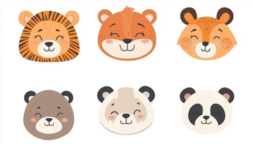 Adorable Animal Portraits: Hare, Tiger, Bear, Fox, Panda, Lion - Perfect For Dressing Up Baby