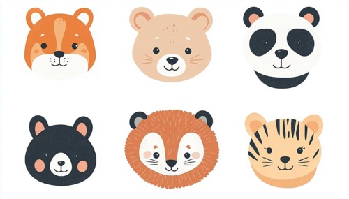 Adorable And Minimalistic Animal Portraits: Hare, Tiger, Bear, Fox, Panda, Lion - Perfect For
