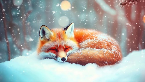 Festive Creatures: Arctic Foxes Celebrating Christmas In The Winter Wonderland. Delightful Holiday