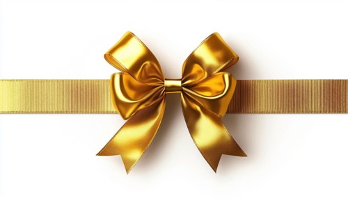 Golden Gift Bow On White: Realistic Shiny Bow For Cards, Presents, Christmas, And Birthdays In A