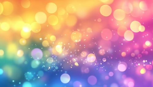 Trendy Sale With Full Bokeh Effect: Abstract Blurred Rainbow Elements And Mockup With Gradient Neon