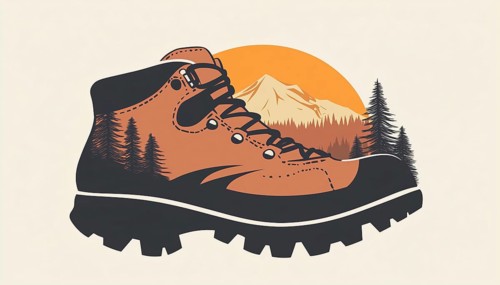 Vintage Forest Expedition Logo With Hiking Trekking Shoe, Retro Badge For Expeditions, Events, And