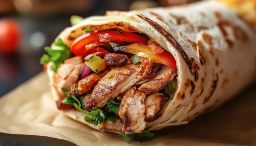 Delicious Chicken Doner With Savory And Flavorful Grilled Chicken, Fresh Vegetables, And Tangy