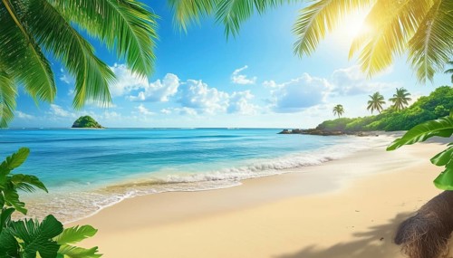 Idyllic Beach Views: Perfect Setting For Summer Vacation Or Honeymoon. Enjoy Adventure In The Sun