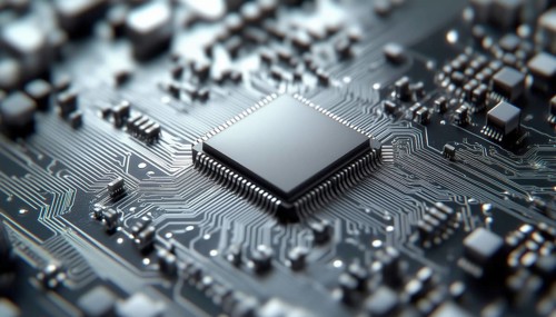 Simple Microchip Circuit Board In Gray Color With Microcircuit Symbol Represented As A Chip Sign,