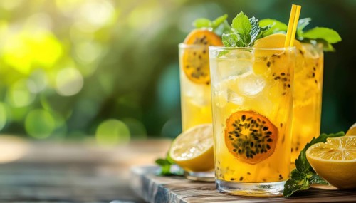 Refreshing Summer Passion Fruit Cocktail: A Cold, Healthy Lemonade Drink For Sunny Days With