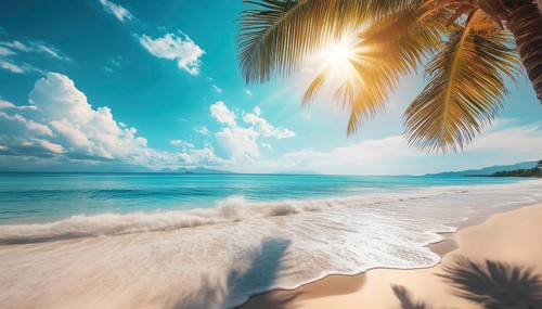 Tranquil Summer Vacation In An Exotic Tropical Paradise: Stunning Panoramic Sun Beach Landscape