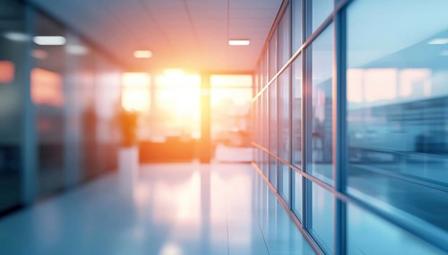 Stunning Overviews Of A Light Modern Office Interior With Panoramic Windows And Gorgeous Lighting