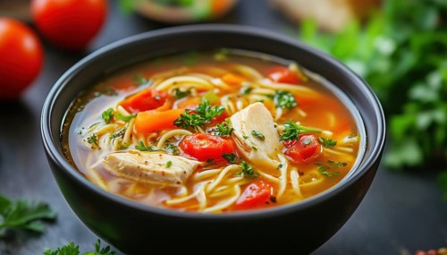 Turkish Chicken Noodle Soup With Tomato: Domatesli Tavuklu Sehriye Corbasi - A Traditional And