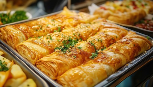 Delightful Turkish Cuisine: Su Boregi - A Savory Tray Pastry. Enjoy This Traditional Dish Bursting