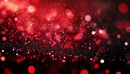 Abstract Red Glitter On Black Card For Valentine'S Day, Christmas, And Wedding Celebrations