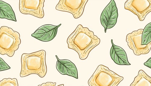 Hand Drawn Italian Ravioli Pasta Card For Menu, Cafe, And Restaurant Branding. Perfect For Bars,