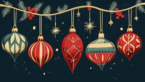 Vintage Christmas Baubles For Making Festive Greeting Cards And Invitations: Nostalgic Ornaments To