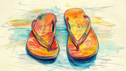 Continuous Array Of Flip Flops: Abstract Illustration Of Multiple Flip Flops Drawn In A Repeating