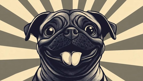 Hipster Pug Dog Logo Badges: Vintage Mascot With A Smiling Retro Smile. Vintage-Inspired Design For