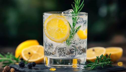 Illustrated Gin And Tonic Cocktail. Hand-Drawn Illustration Of A Classic Mixed Drink. Artistic