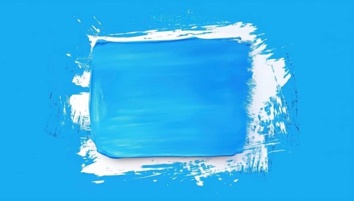 Blue Rectangle Box With Doodle Red Brush Paint Quote Poster Frame And Speech Bubble Element.