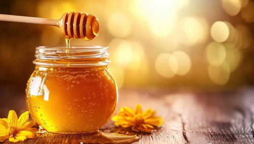 Delicious Sweet Honey In A Jar With A Honey Dipper - A Delectable Treat For All Your Culinary