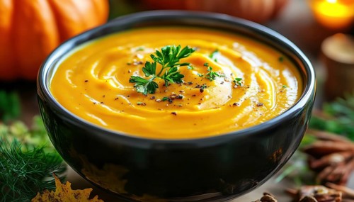 Hand Drawn Pumpkin Cream Soup: Organic Farm-To-Table Delicacy For Menus, Shops, Bars, Restaurants,