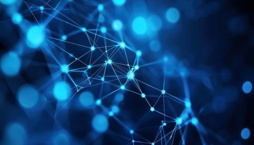 Futuristic Abstract Internet Network Connection For Website: Digital Data, Communication, And