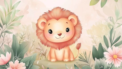 Adorable Lion Print Perfect For T-Shirts, Home Decor, Posters, And Cards. Versatile Design For