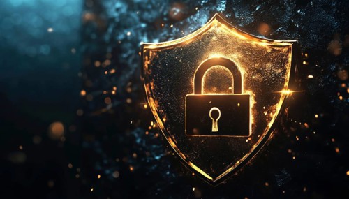 Secure Your Belongings With A Shield And Lock! Padlocks Symbolize Security In Scalable Graphics