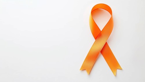 Adhd Awareness Month In October: White Screen With Orange Ribbon. Campaign For Mental Health