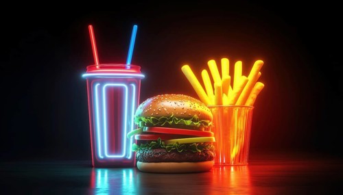 Neon-Themed Fast Food Street Menu Promotion: Brightening Up The Way We Advertise Our Quick Bites