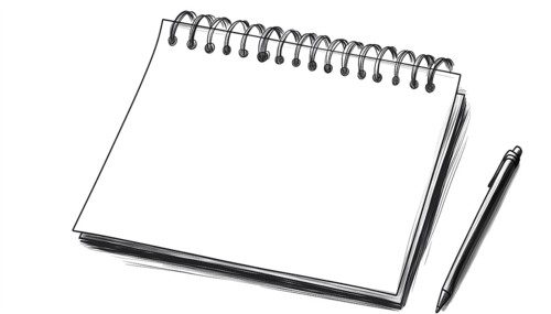 Hand Drawn Wall Calendar And Spiral Notepad Blank Template For Doodle. Clip Art For Daily Planning,