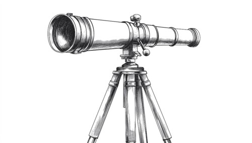Hand Drawn Telescope On Tripod Sketch: Astronomical Equipment And Scientific Instrument Clip Art On