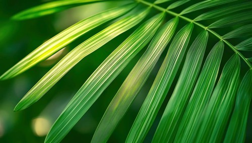 Palm Leaf Can Be Described As A Flat, Green Frond That Grows From The Trunk Of A Palm Tree, Often