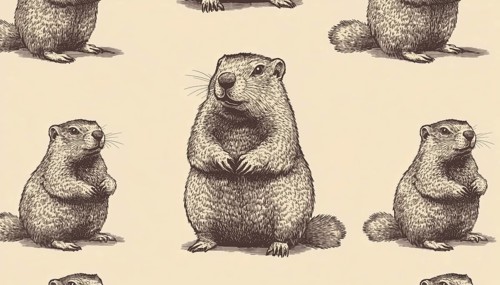 Hand-Drawn Retro Woodchuck Patterns For Fabric, Wallpaper, And Print: Perfect For Groundhog Day