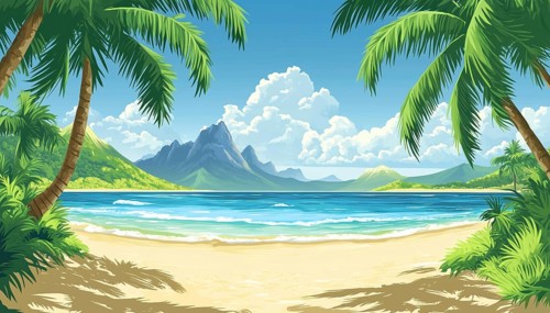 Sandy Beach Paradise: Experience Stunning Views Of The Sea, Mountains, And Palm Trees At This Ideal