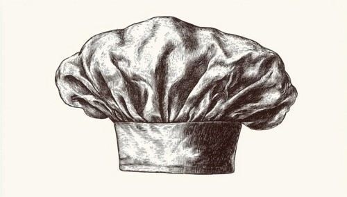 Vintage Engraving Of Chef'S Hat Hand-Drawn On A White Background. Detailed Illustration Of A