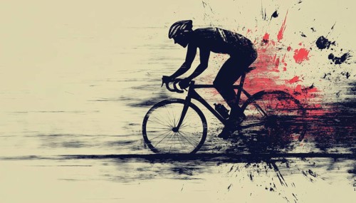 Scratched Silhouette Of A Road Cyclist With A Cycling Theme Depicted In The Design, Perfect For