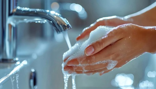Hygiene Reminder: Use Restroom Sticker To Wash Hands With Soap For Coronavirus Prevention And