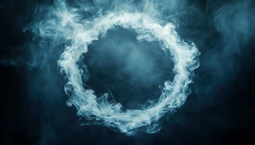Abstract Realistic Circle Smoke Ure: A Template Of A Round Smoke Ring With Cloud Swirl Shape, AI