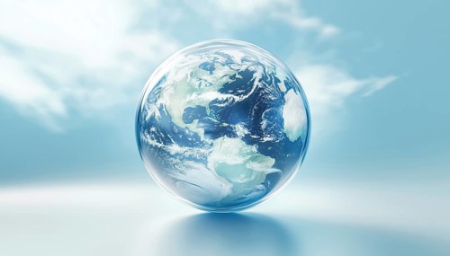 Shiny Transparent Earth Floating In Space: A Beautiful Representation Of Our Planet Suspended In