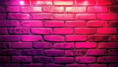 Pink Brick Wall With Light Neon Pattern: Abstract Background Perfect For Night Party Posters Or