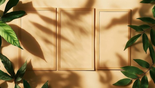 Stylish Social Media Poster Template Featuring Collage Of Photo Frames With Shadowy Leaves On