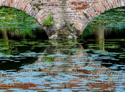 Arched bridge, Senden Castle, Senden, North Rhine-Westphalia, Germany