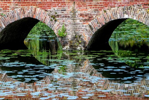 Arched bridge, Senden Castle, Senden, North Rhine-Westphalia, Germany
