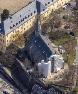 Aerial view, renovation of the evang. MartiniKirche am Unteren Schloss, Siegen-Kernband, Siegen,