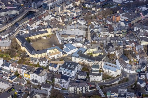 Aerial view, Lower Castle with the University of Siegen, Campus Lower Castle, Siegen-Kernband,