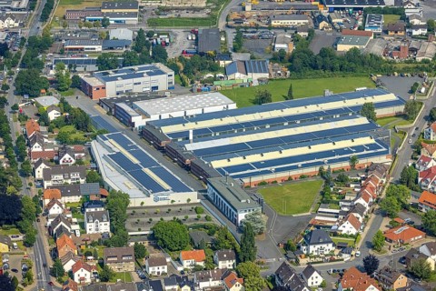 Aerial view, Standard Metallwerke, Werl, Soester Börde, North Rhine-Westphalia, Germany, DE,
