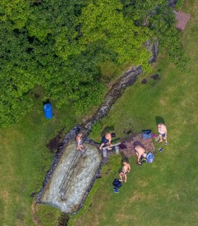 Aerial view, Werl water treading pool, Werl, Soester Börde, North Rhine-Westphalia, Germany,