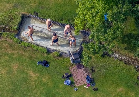 Aerial view, Werl water treading pool, Werl, Soester Börde, North Rhine-Westphalia, Germany,