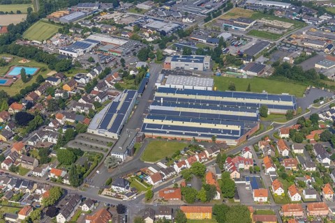 Aerial view, Standard Metallwerke, Werl, Soester Börde, North Rhine-Westphalia, Germany, DE,